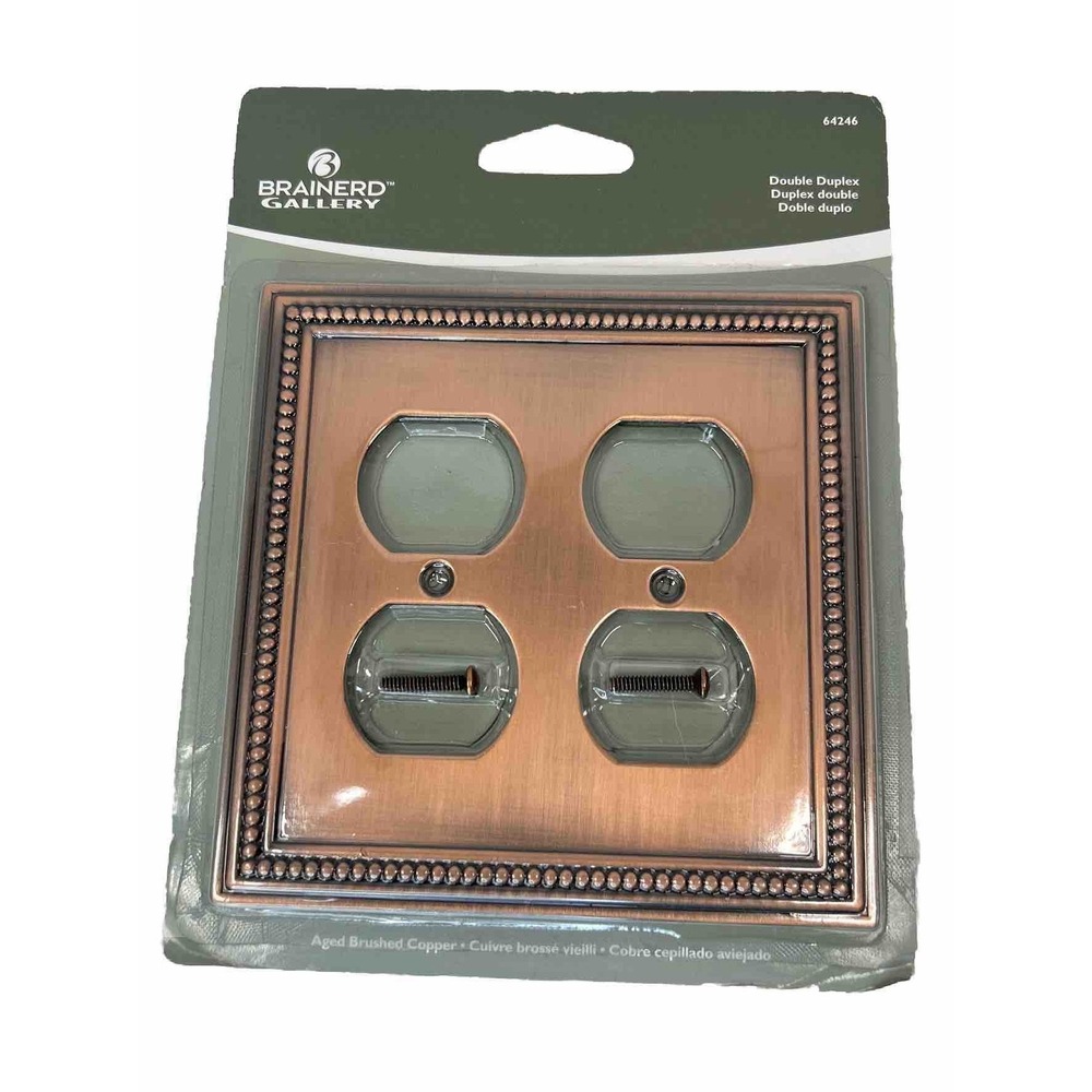 Brainerd Gallery Double Duplex Aged Brushed Copper Outlet Cover 64246
